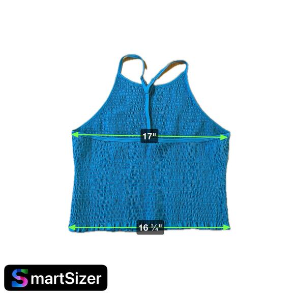 SO Juniors XL teal Halter Neck Crop Tank Top Cotton Blend Stretch - Picture 5 of 5
